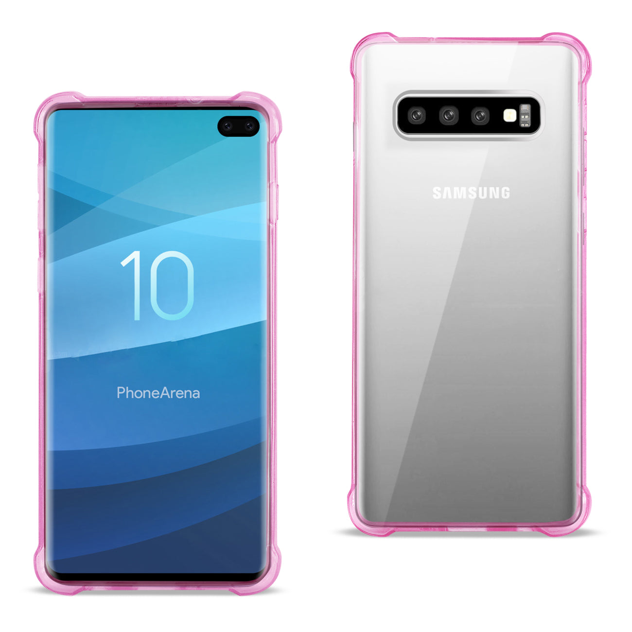 SAMSUNG GALAXY S10 Plus Clear Bumper Case With Air Cushion Protection In Clear Hot Pink